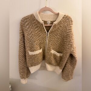 a new day Tan and Cream Zip-Up Sweater